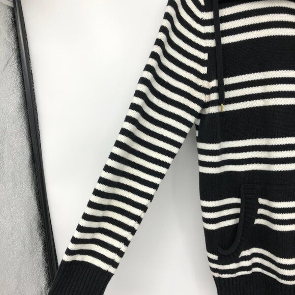 Jones New York Black & White Striped Button up Long Sleeve Sweater size M - Picture 3 of 15